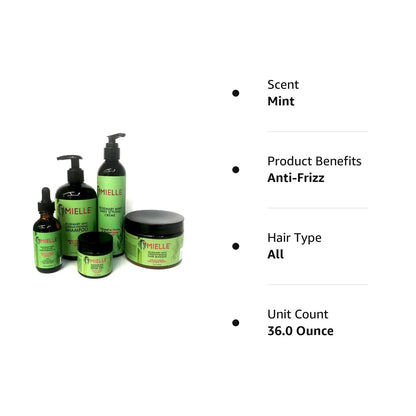 MIELLE Rosemary Mint Organics Infused with Biotin and Encourages Growth Hair Products for Stronger and Healthier Hair and Styling Bundle Set 5 PCS