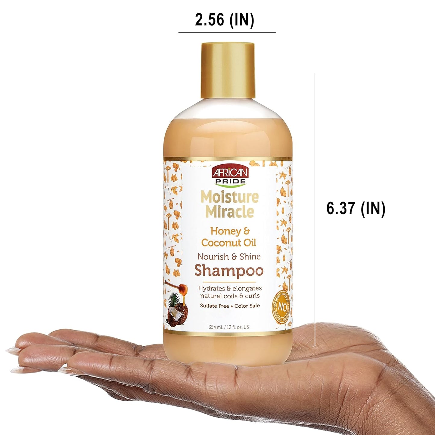 Moisture Miracle Honey & Coconut Oil Shampoo - for Natural Coils & Curls, Nourishes & Shines, Sulfate Free, Color Safe, 12 Oz.