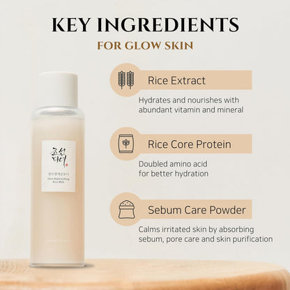 Glow Replenishing Rice Facial Sebum Toner for Oily Combination Acne Skin Korean Moisturizing Skin Balance Care 150Ml, 5.07 Fl.Oz