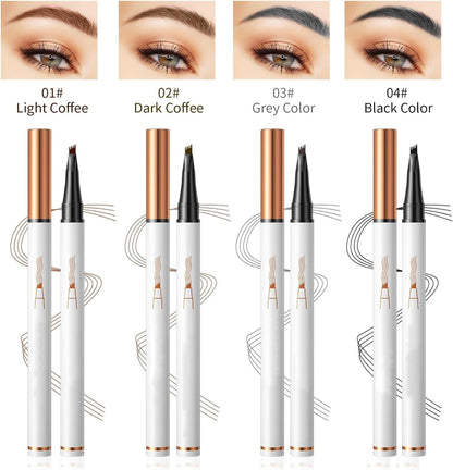 Eyebrow Pencil with 4 Fork Tip - 3D Microblading Eyebrow Pencil Natural Makeup Fine Stroke Magic Eyebrow Pencil, Long-Lasting Waterproof Eyebrow Pencil Stay on All Day (Light Brown)