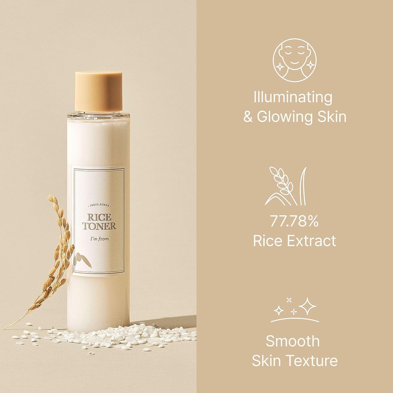 [] Rice Toner, 5.07 Fl Oz | Milky Toner for Glowing Skin, 77.78% Rice Extract from Korea, Glow Essence with Niacinamide, Hydrating for Dry Skin, Alcohol-Free, Fragrance-Free, Glass Skin