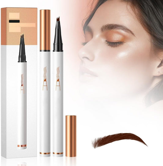 Eyebrow Pencil with 4 Fork Tip - 3D Microblading Eyebrow Pencil Natural Makeup Fine Stroke Magic Eyebrow Pencil, Long-Lasting Waterproof Eyebrow Pencil Stay on All Day (Light Brown)