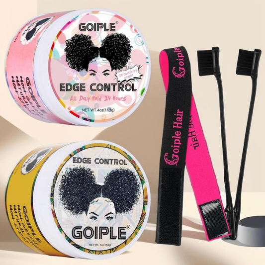 Edge Control - Kit de cire à tenue forte avec brosse et foulard - rose et jaune, 4oz (2 packs)