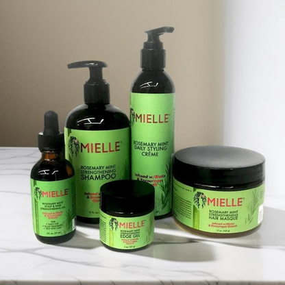 Produits capillaires MIELLE au romarin et à la menthe infusés à la biotine et favorisant la croissance pour des cheveux plus forts et plus sains - Ensemble de coiffage 5 PCS