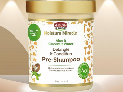 Moisture Miracle Aloe & Coconut Water Pre-Shampoo - Aide à minimiser la casse des cheveux pour les boucles naturelles, démêle et conditionne, 18 Oz.