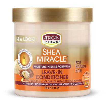 Shea Miracle Leave in Conditioner - Contains Shea & African Mango Butter to Smooth Curls, Coils & Waves, Nourishes Hair, 15 Oz