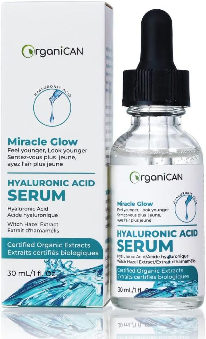 Miracle Glow anti Aging Hyaluronic Acid Serum for Face with Vitamin C, Vitamin E - Skin Brightening, Hydrating Collagen Boost for Dark Spots