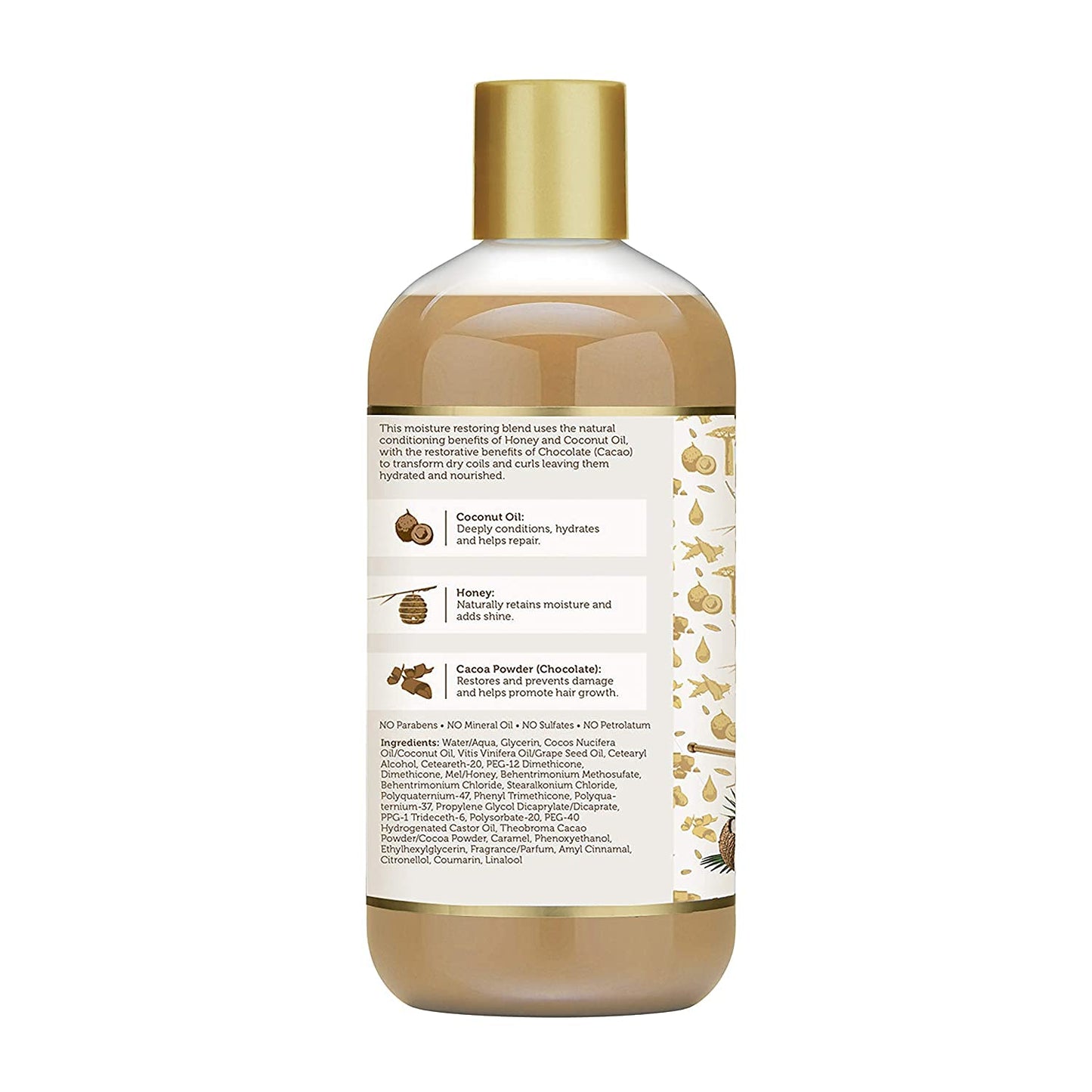 Moisture Miracle Honey, Chocolate & Coconut Oil Conditioner - Helps Repair & Replenish Moisture to Natural Coils & Curls, Nourishes & Restores, Sulfate Free, Color Safe, 12 Oz